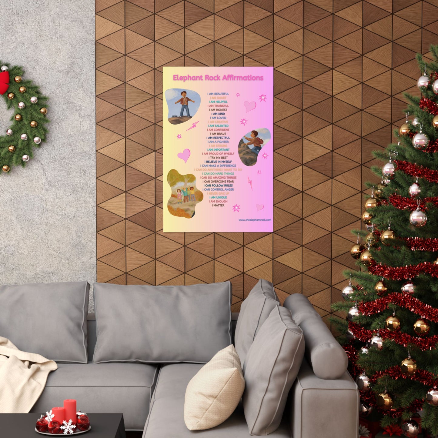 The Elephant Rock Affirmations Poster (Pink)