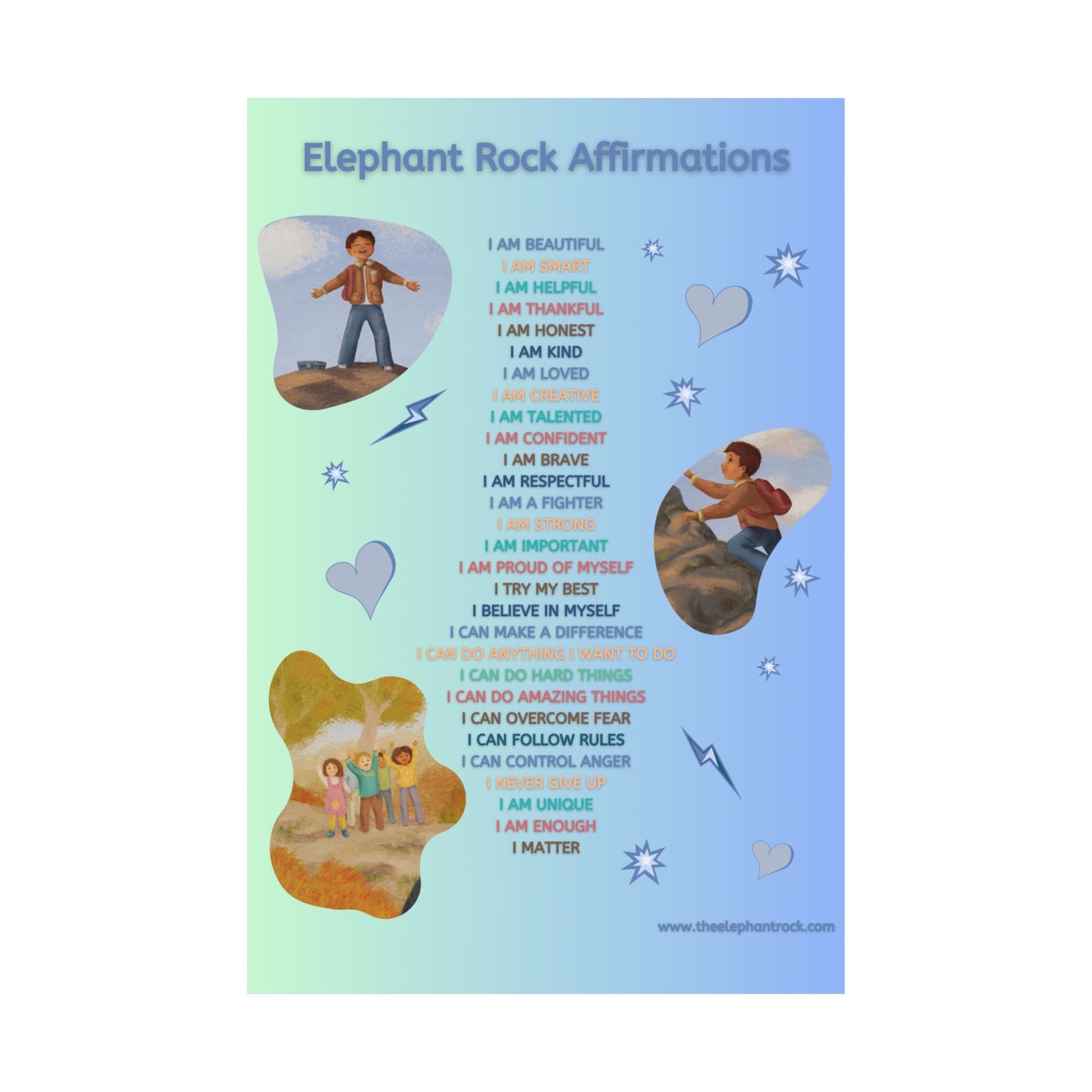 The Elephant Rock Affirmations Poster (Blue)